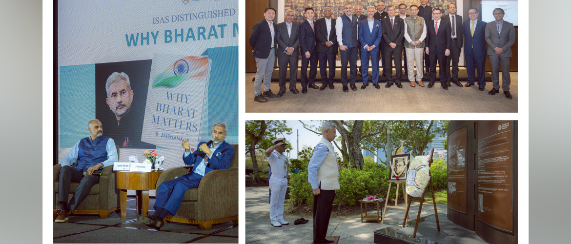  During his visit to Singapore, EAM Dr. S. Jaishankar paid homage to Netaji, attended ISAS NUS distinguished lecture on his book WHY BHARAT MATTERS and held a productive interaction with leading Singaporean corporate leaders (23rd March 2024)